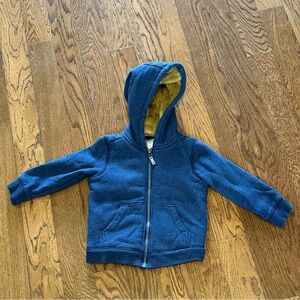 Carter's Navy Blue Kids Full Zip Hoodie with Brown Fleece Lining size 24 month